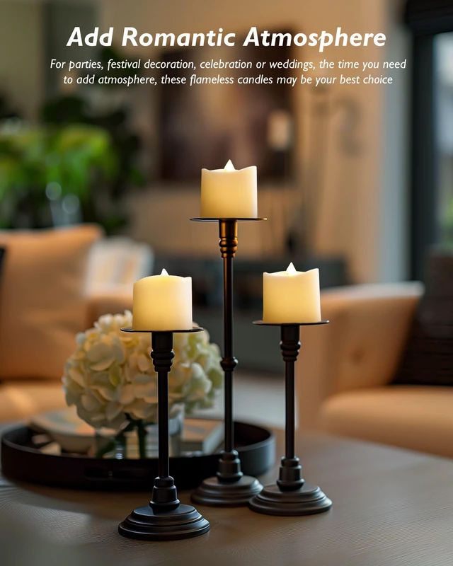 Alt view image 3 of 6 - White Flameless LED Votive Tealight Candles & Timer Remote, 12Pack Battery operated, 400+ hour runtime, 2/4/6/8h timer, warm white flicker glow, flicker/steady mode, for wedding centerpiece