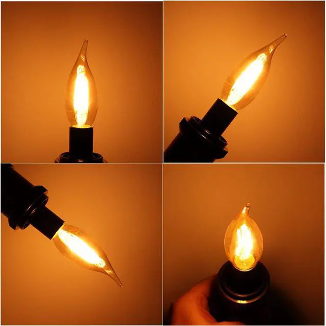 Alt view image 4 of 7 - CA10 E12 Candelabra Bulb 40 watt,Amber Light Bulbs,2200K,6Pack | 4w=40 watt Light Bulbs,E12 Bulb,250lm,AC120V,ETL,Candelabra Light Bulbs for Chandelier Light Bulbs,Pendant,Candle Light Bulbs