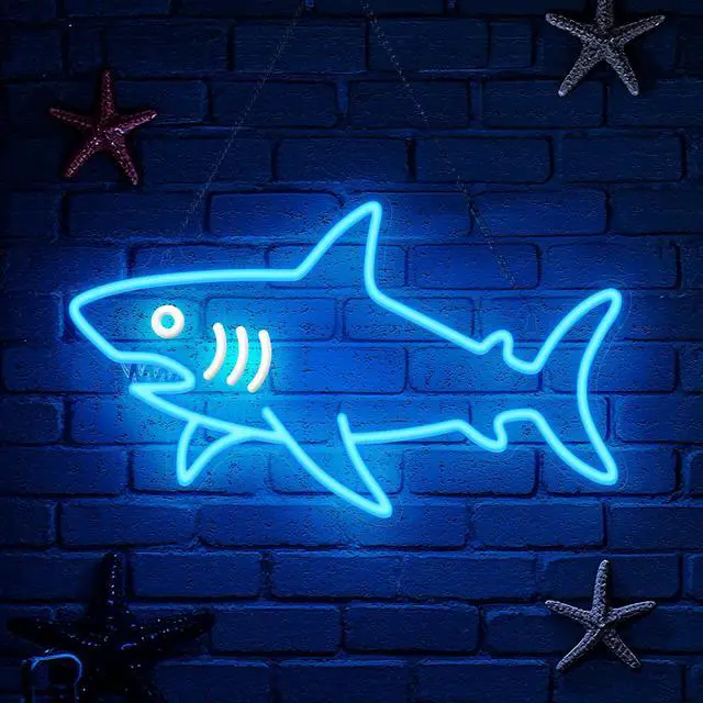 Alt view image 2 of 7 - Shark Neon Sign, Dimmable LED Shark Light Animal Wall Decor, Christmas Gift White Elephant Gifts for Boys Men, Bedroom Living Room Man Cave Home Decoration With USB Powered