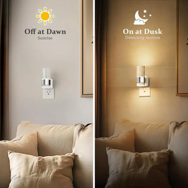 Alt view image 3 of 6 - Night Light, Night Lights Plug into Wall, 2 Pack 3000K Warm White | LED Nightlight with Adjustable Brightness, Automatic Night Light Plug in with Light Sensor for Bathroom Hallway Room Decor