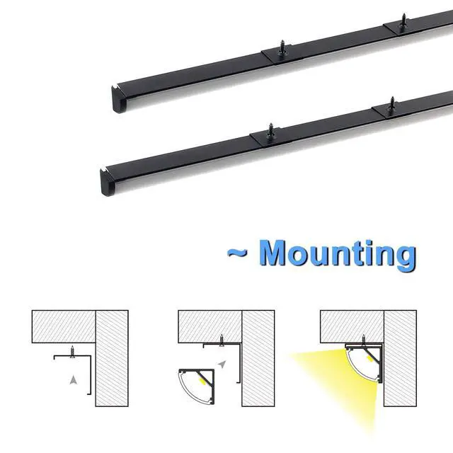 Alt view image 4 of 6 - 6Pack 3.3 ft Black LED Aluminum Channel with Milky White Cover V Shape 16x16mm, Led Strip Light Track with Accessories for Led Strip Lights in Home Lighting