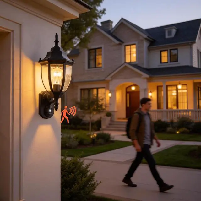 Alt view image 5 of 7 - Porch Lights Outdoor Motion Sensor Wall Sconce Anti-Rust Aluminum, Exterior Outdoor Wall Lights Dusk to Dawn Porch Light Fixture Wall Mount for House Outside Patio