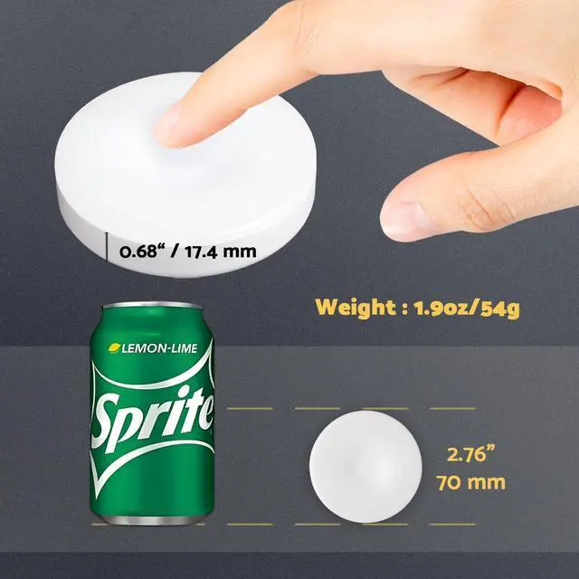 Alt view image 5 of 6 - Rechargeable Puck Lights 2-Pack, Magnetic Tap Light, Warm Yellow | Dimmable touch control, magnetic & adhesive mounting, 1000mAh rechargeable battery, 8 LED beads, brightness memory