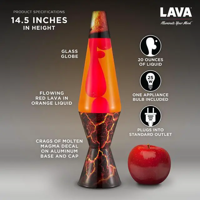 Alt view image 3 of 7 - The Original Lava® Lamp - 14.5" Volcanic Crags - Classic Liquid Motion Lamp - Red Wax and Orange Liquid - #2078 (Amazon Exclusive)