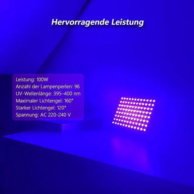 Alt view image 5 of 7 - 100W LED UV Black Light, Powerful UV Spotlight, IP66, 395nm Lamp for Christmas, Halloween Glow Party (2 Packs)