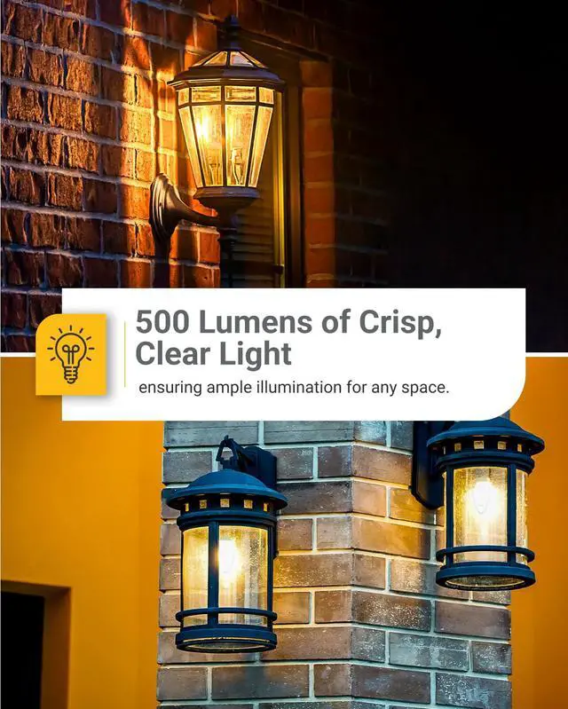 Alt view image 4 of 7 - Sunco B11 Candelabra LED Bulb, Dusk to Dawn, E12, 5W=40W, 2700K | 500LM, Soft White, Small Base, Photocell Sensor, Edison Filament, for Porch Lighting, Outdoor (40W Equivalent)