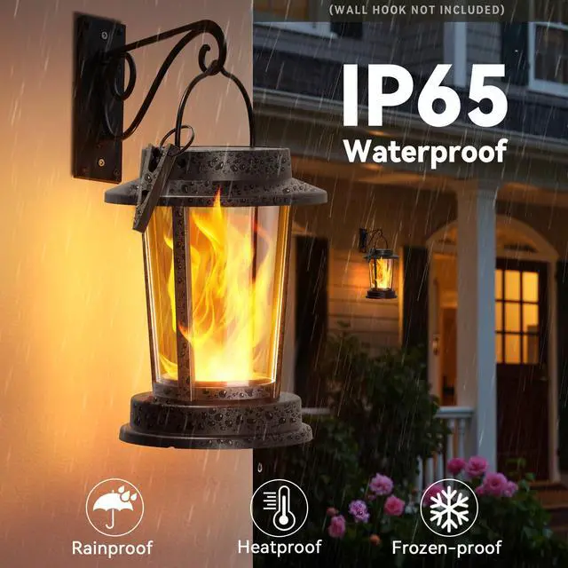 Alt view image 2 of 7 - Solar Lanterns Outdoor Waterproof, Upgraded Flickering Flame Solar Lights Outdoor, Solar Powered Lanterns Decorative, Hanging Solar Lantern for Garden Yard Patio Path Porch Tree Decor 2 Pack