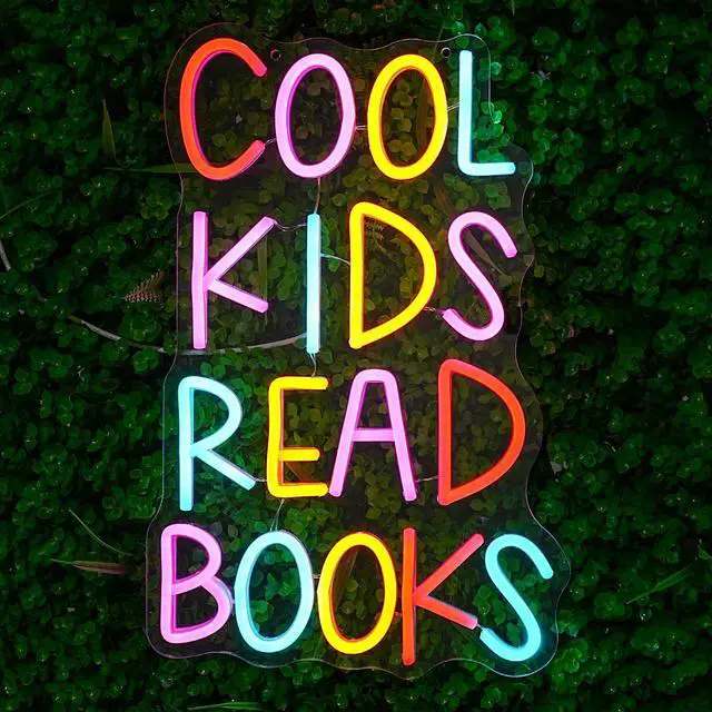 Alt view image 2 of 7 - Cool Kids Read Books Neon Sign for Wall Decor Reading Letter LED Neon Lights Library Neon Light Sign Kids Room Library Classroom Reading Corner Decoration(16.5''*10.6'')