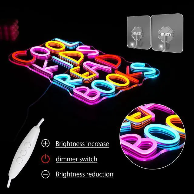 Alt view image 3 of 7 - Cool Kids Read Books Neon Sign for Wall Decor Reading Letter LED Neon Lights Library Neon Light Sign Kids Room Library Classroom Reading Corner Decoration(16.5''*10.6'')