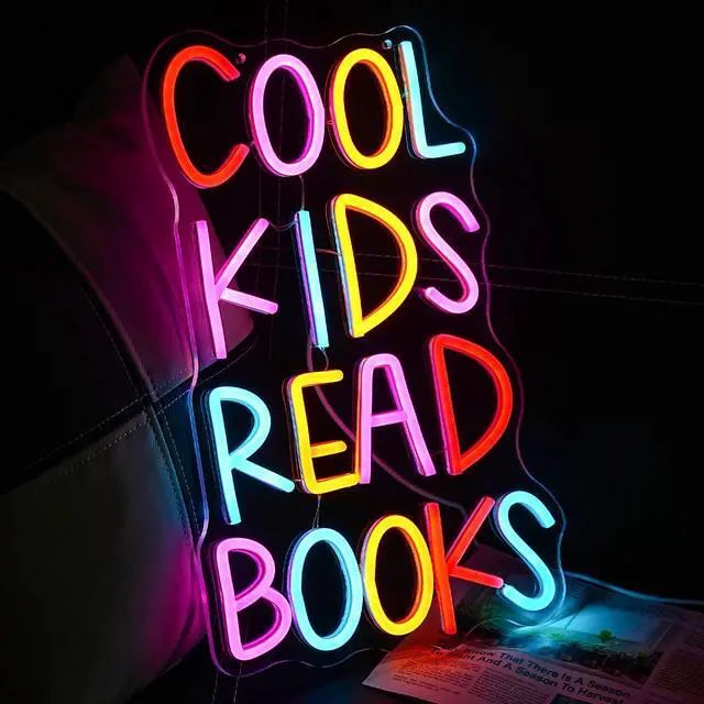 Alt view image 4 of 7 - Cool Kids Read Books Neon Sign for Wall Decor Reading Letter LED Neon Lights Library Neon Light Sign Kids Room Library Classroom Reading Corner Decoration(16.5''*10.6'')