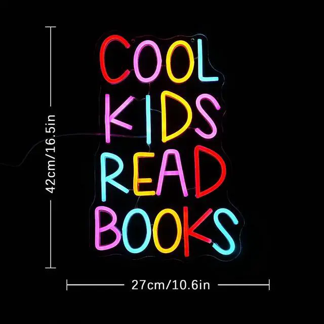 Alt view image 5 of 7 - Cool Kids Read Books Neon Sign for Wall Decor Reading Letter LED Neon Lights Library Neon Light Sign Kids Room Library Classroom Reading Corner Decoration(16.5''*10.6'')