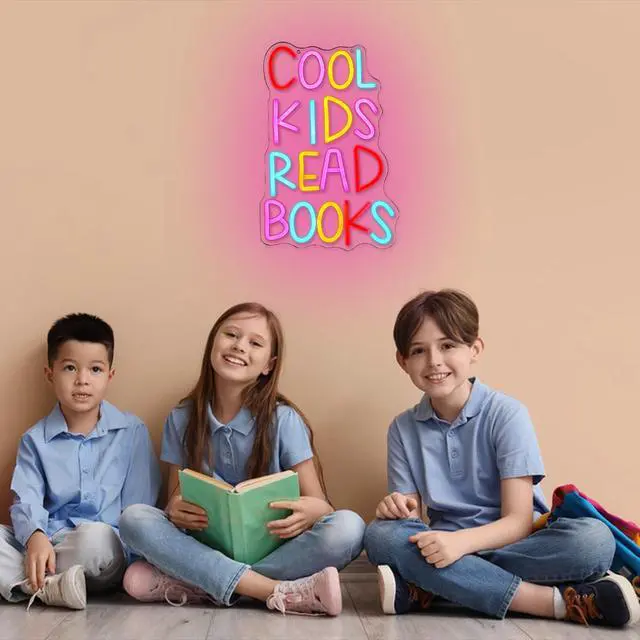 Alt view image 6 of 7 - Cool Kids Read Books Neon Sign for Wall Decor Reading Letter LED Neon Lights Library Neon Light Sign Kids Room Library Classroom Reading Corner Decoration(16.5''*10.6'')