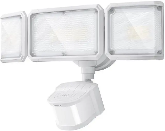 Main image of LED Security Light 240° Dual PIR 100 FT Motion Sensor Outdoor | 7000LM Adjustable Brightness, Hardwired Flood Light, 5000K Daylight, Dusk to Dawn, IP65, Easy Install, Garage, Porch, Yard