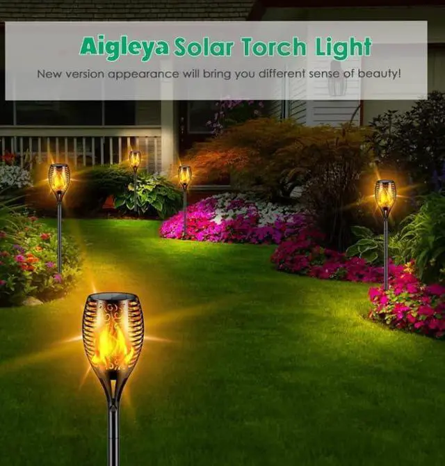 Alt view image 6 of 7 - Solar Lights Outdoor 99 LED Higher & Larger Flickering Flame Solar Torch Lights 43" Waterproof Outdoor Lighting Solar Powered Pathway Lights Christmas Decorations for Garden Patio Yard, 4Pack