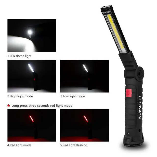 Alt view image 3 of 7 - Tool Gifts for Men 2Pack Rechargeable LED Work Lights with Magnetic Base, 360° Rotation,Versatile Lighting for Repairs, Outdoors, Mens Gifts