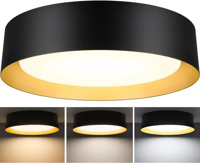 Main image of Flush Mount Ceiling Light, 13in Modern Ceiling Light 3/4/5000K | 25W Bathroom Ceiling Light Fixture, Dimmable LED Flush Mount Light for Bedroom, Hallway, Entryway and Kitchen, Black & Gold