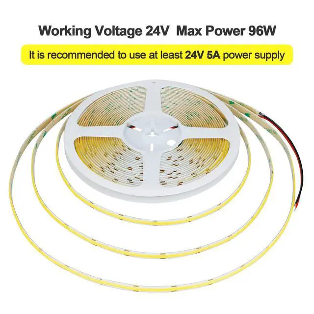 Alt view image 4 of 7 - 32.8ft/10M 24V COB LED Strip Warm White 3000K 3840LEDs CRI 93+ 6800lm | Uniform Glow IP20 Not Waterproof Flexible LED Tape Lights for DIY Cabinet Bedroom Home Decor(Power Supply not Included)