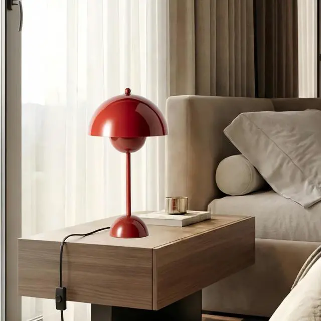 Alt view image 4 of 7 - Creative Mid-Century Modern Bud Table Lamp for Home&Office, Pastel Green | Cute nightlight reading desk lamp, indirect lighting, all-metal construction, fits for bedroom, living room, study, office