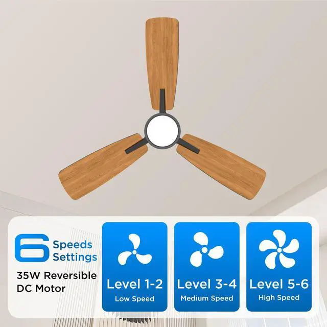 Alt view image 5 of 7 - Ceiling Fans with Lights,42 inch,Quiet Reversible Motor,Easy to Install,6 Speeds,Dimmable,Timer, Black Modern Ceiling Fan for Living Room, Bedroom, Kitchen, Dining room, Office