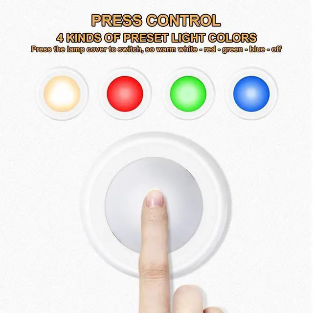 Alt view image 3 of 7 - Wireless 16 Color Changing LED Puck Light 12 Pack LED Under Cabinet Lighting Closet Light Battery Powered Night Lights with Remote Control Dimmer & Timing Function
