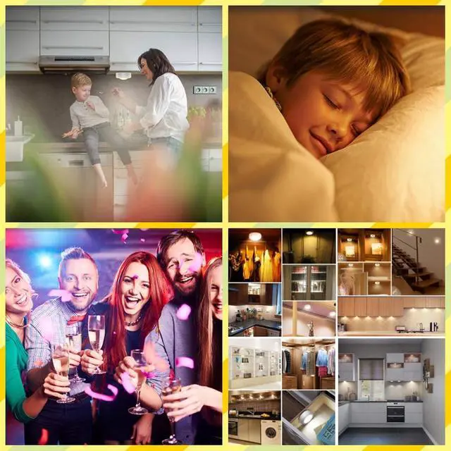 Alt view image 7 of 7 - Wireless 16 Color Changing LED Puck Light 12 Pack LED Under Cabinet Lighting Closet Light Battery Powered Night Lights with Remote Control Dimmer & Timing Function