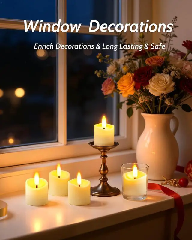 Alt view image 3 of 7 - 6 Pack Small Rechargeable Flameless Candles with Remote Timer | 1.5"x2" LED Tea Lights Votive Fake Candles Flickering Mini Candles Battery Operated for Halloween Wedding Party Home Decor