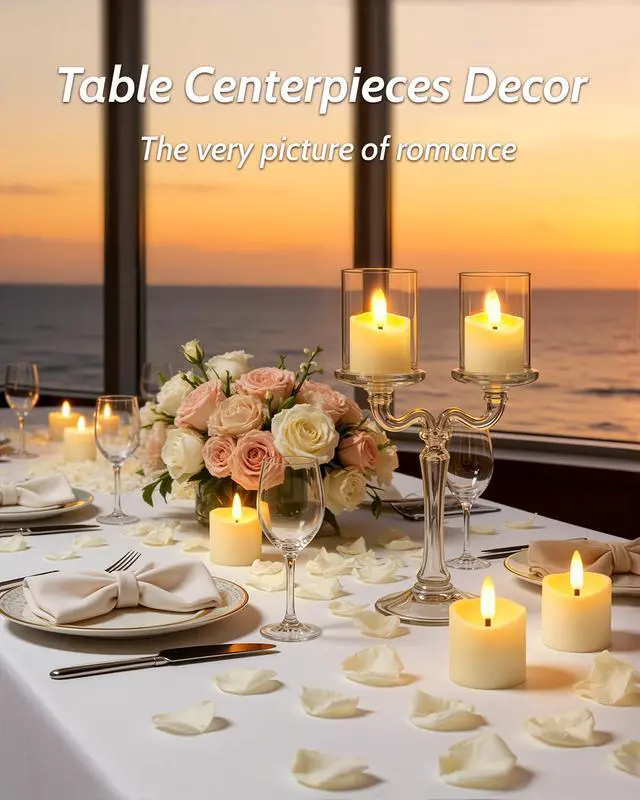 Alt view image 4 of 7 - 6 Pack Small Rechargeable Flameless Candles with Remote Timer | 1.5"x2" LED Tea Lights Votive Fake Candles Flickering Mini Candles Battery Operated for Halloween Wedding Party Home Decor