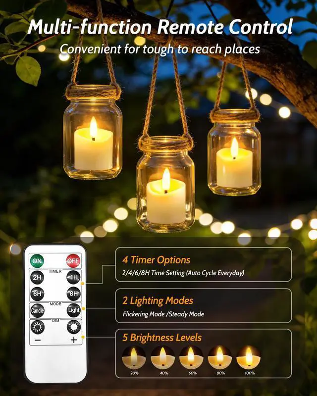 Alt view image 5 of 7 - 6 Pack Small Rechargeable Flameless Candles with Remote Timer | 1.5"x2" LED Tea Lights Votive Fake Candles Flickering Mini Candles Battery Operated for Halloween Wedding Party Home Decor
