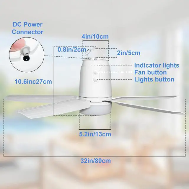 Alt view image 5 of 7 - 31.5" Gazebo Fans Outdoor Hanging, Canopy Fan with Light 3000-6500K | Portable Plug in Ceiling Fan with Remote, Hook, Great for Gazebo, Canopy, Pop up Tent, Patio