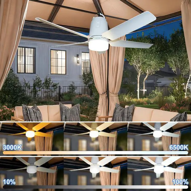 Alt view image 6 of 7 - 31.5" Gazebo Fans Outdoor Hanging, Canopy Fan with Light 3000-6500K | Portable Plug in Ceiling Fan with Remote, Hook, Great for Gazebo, Canopy, Pop up Tent, Patio