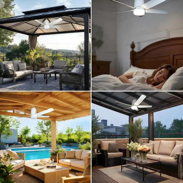 Alt view image 7 of 7 - 31.5" Gazebo Fans Outdoor Hanging, Canopy Fan with Light 3000-6500K | Portable Plug in Ceiling Fan with Remote, Hook, Great for Gazebo, Canopy, Pop up Tent, Patio