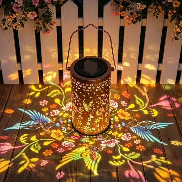 Alt view image 3 of 7 - 2 Pack Colorful Hummingbird Solar Lanterns Outdoor Waterproof, Decorative Metal Hanging Lantern Hummingbird Solar Lantern for Porch Yard Tabletop Path Garden Decor, Ideal Gifts for Mom Wife Grandma