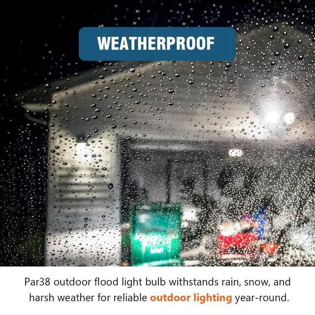 Alt view image 4 of 7 - PAR38 LED Flood Light Bulbs Outdoor, 18W (120W Equivalent), Daylight 5000K, Dimmable Weatherproof LED Outdoor Flood Lights with E26 Base, 1800LM, 4 Pack