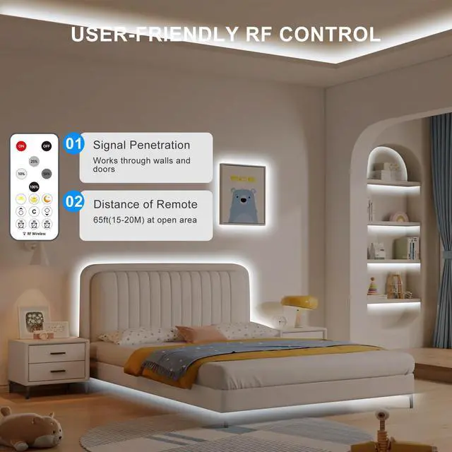 Alt view image 3 of 7 - 16.4ft COB Led Strip Light with Remote, 6500K Ra93+ Dimmable Bright Daylight White Led COB Strip Light, White Led Strip Light for Mirror, Stair, Cabinet, Room