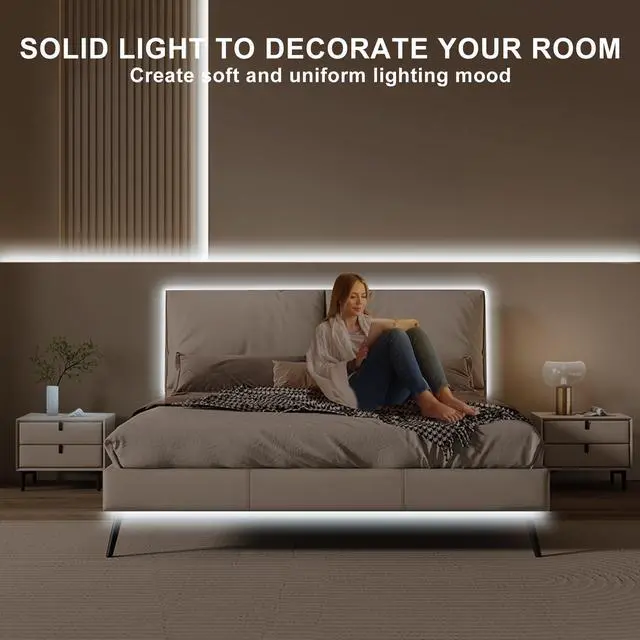 Alt view image 7 of 7 - 16.4ft COB Led Strip Light with Remote, 6500K Ra93+ Dimmable Bright Daylight White Led COB Strip Light, White Led Strip Light for Mirror, Stair, Cabinet, Room