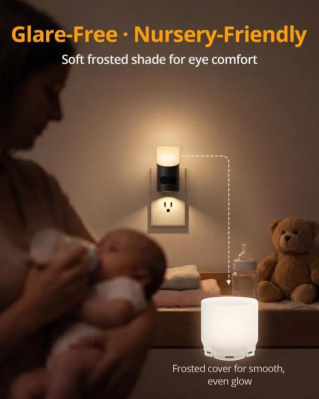 Alt view image 6 of 7 - LED Night Lights Plug into Wall with Motion Sensor, 1-150LM Dimmable Plug-in Nightlight Indoor for Bedroom, Bathroom, Hallway, Stairs, Pet House, Toilet, 2 Pack