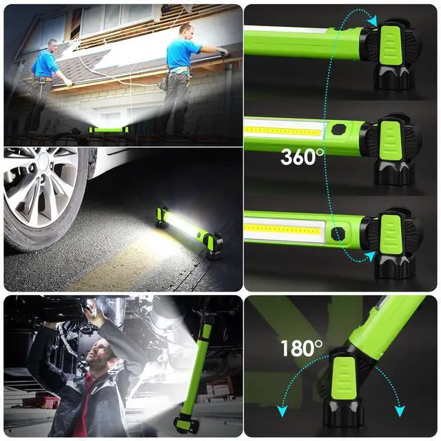 Alt view image 4 of 7 - Work Light, 2500LM Bright LED Work Lights, 5200mAh Rechargeable Magnetic Underhood Work Light with Hooks, Cordless Battery Powered Mechanic Light for Car Repairing/Inspection/Garage/Workshop/Emergency