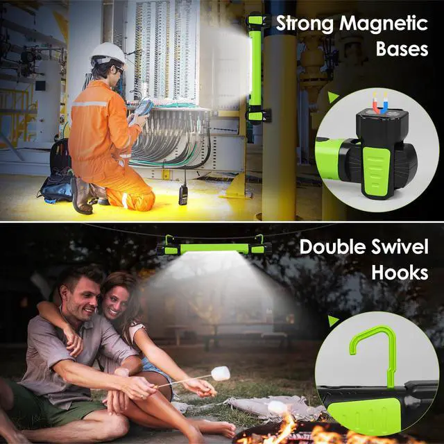 Alt view image 5 of 7 - Work Light, 2500LM Bright LED Work Lights, 5200mAh Rechargeable Magnetic Underhood Work Light with Hooks, Cordless Battery Powered Mechanic Light for Car Repairing/Inspection/Garage/Workshop/Emergency