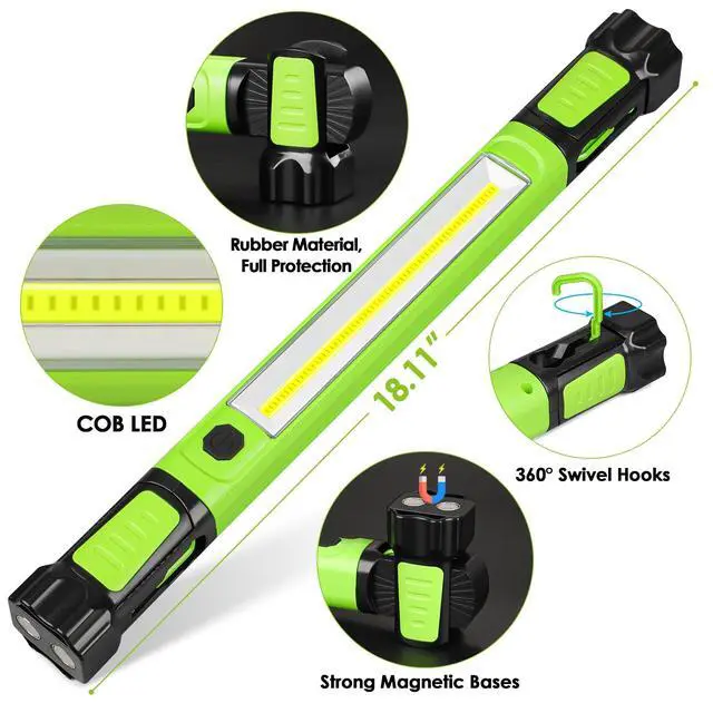 Alt view image 7 of 7 - Work Light, 2500LM Bright LED Work Lights, 5200mAh Rechargeable Magnetic Underhood Work Light with Hooks, Cordless Battery Powered Mechanic Light for Car Repairing/Inspection/Garage/Workshop/Emergency