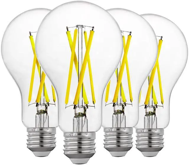Main image of 100W Eqv Dimmable A21 LED Bulbs, 1600LM, 5000K Daylight, E26, 4 Pack | 12W, CRI90, clear glass, instant on, no flicker, for table lamps, kitchen, bathroom, garage
