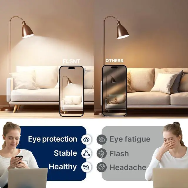 Alt view image 6 of 7 - 100W Eqv Dimmable A21 LED Bulbs, 1600LM, 5000K Daylight, E26, 4 Pack | 12W, CRI90, clear glass, instant on, no flicker, for table lamps, kitchen, bathroom, garage