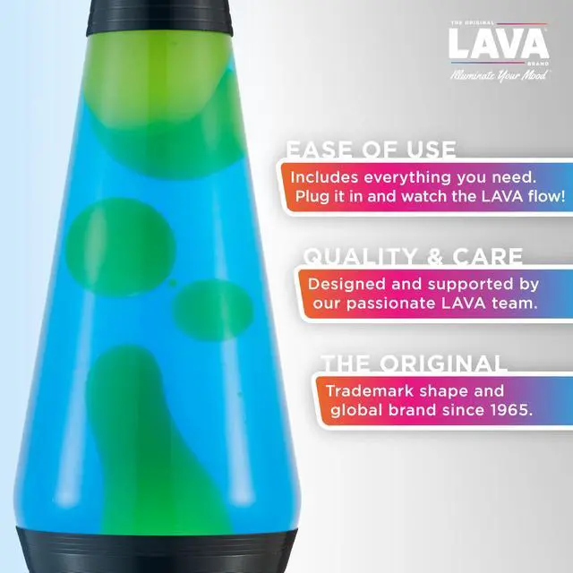Alt view image 2 of 6 - Lava The Original Lamp - 14.5'' Vinyl Record Grooved Base - Classic Liquid Motion Lamp - Yellow and Blue Liquid - Item #2020 (Amazon Exclusive)