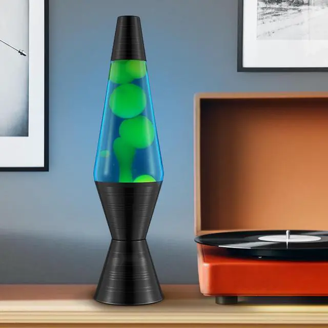 Alt view image 4 of 6 - Lava The Original Lamp - 14.5'' Vinyl Record Grooved Base - Classic Liquid Motion Lamp - Yellow and Blue Liquid - Item #2020 (Amazon Exclusive)