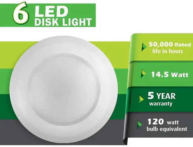 Alt view image 2 of 6 - 7.5" Flush Mount Ceiling Light, Dimmable LED Disk & Ceiling Lights,16.5W (120W Equivalent), 120V, 5000K, ETL - 4/6" J-Box, Wet Location LED Lights, Light Fixtures (Bright White)