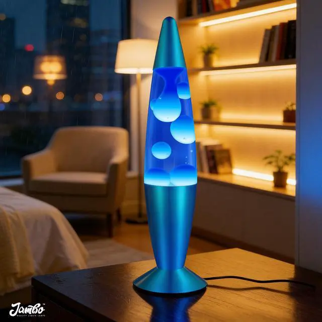 Alt view image 2 of 7 - 16" Beautiful Lamp- Blue with White/Blue Wax, Relaxing Liquid Light, Night Light Nightlight, Home Decor Living Room Office Bedroom Lamp for Adults Teens Kids, Magma Motion