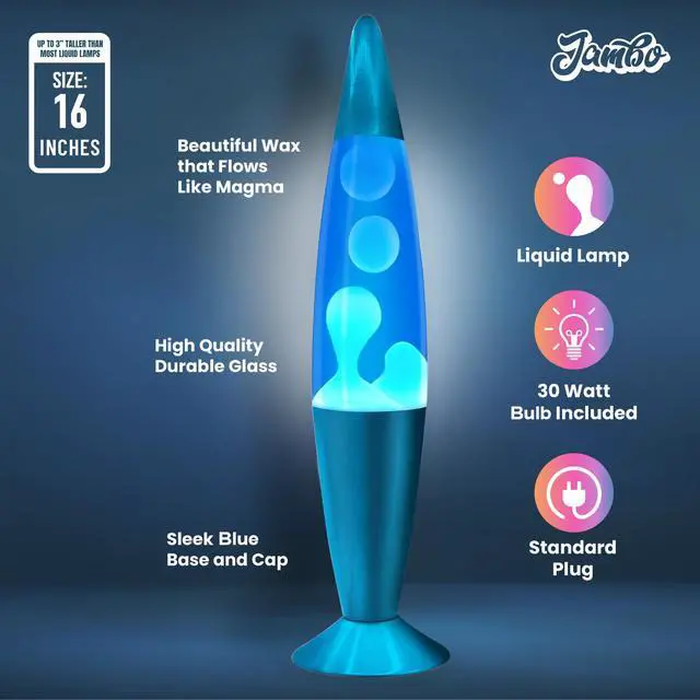 Alt view image 7 of 7 - 16" Beautiful Lamp- Blue with White/Blue Wax, Relaxing Liquid Light, Night Light Nightlight, Home Decor Living Room Office Bedroom Lamp for Adults Teens Kids, Magma Motion