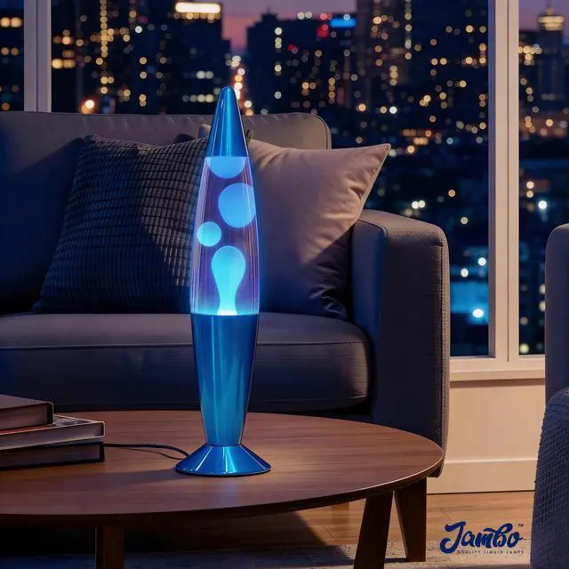 Alt view image 6 of 7 - 16" Beautiful Lamp- Blue with White/Blue Wax, Relaxing Liquid Light, Night Light Nightlight, Home Decor Living Room Office Bedroom Lamp for Adults Teens Kids, Magma Motion