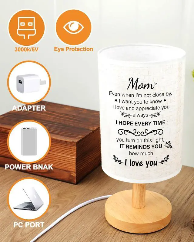 Alt view image 6 of 7 - Gifts for Mom from Daughter Son, Table Lamp for Mom Birthday Gifts | Birthday Gifts for Mom from Daughter Son, Christmas Mothers Day Gifts for Mom Gifts, Mother Lamp Decor for Bedroom Decor