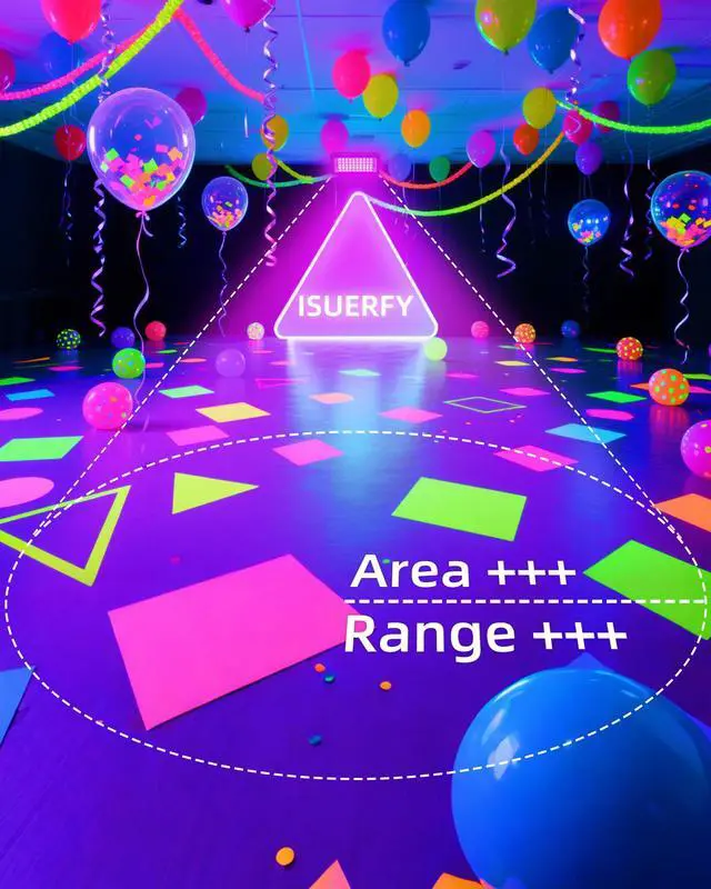 Alt view image 6 of 7 - 4 Pack 50W Black Light IP66 with Switch+6FT Cord for Halloween Glow Party | LED Blacklight Flood Light, Outdoor Spotlight for Neon Glow in the Dark Party Decor Body Paint Fluorescent Poster Classroom