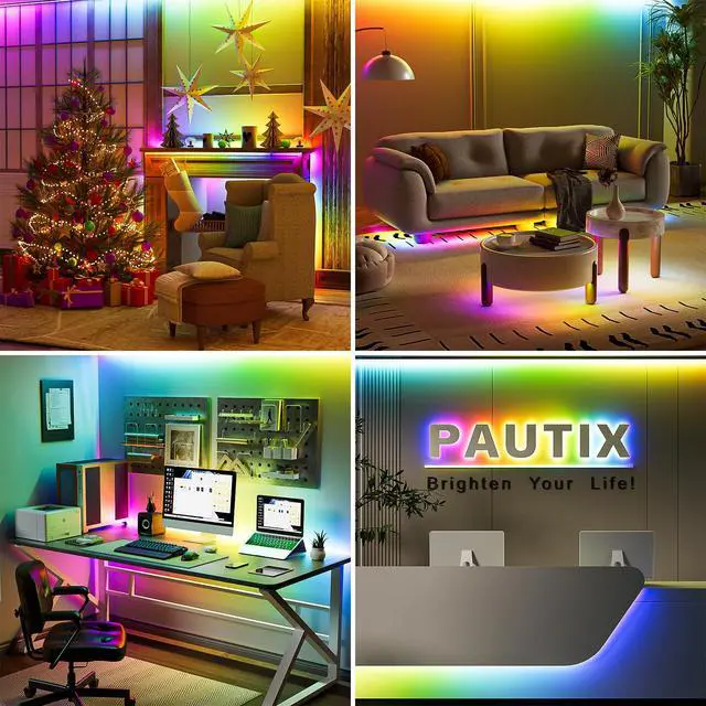 Alt view image 7 of 7 - RGB Smart IC COB LED Strip Light USB 5V 6.56ft/2m,Work with Alexa/Google Assistant,Color Chasing UL-Listed Multicolor Flexible Tape LED Strip Light,for Cabinet,TV,Bedroom,Party DIY Decoration